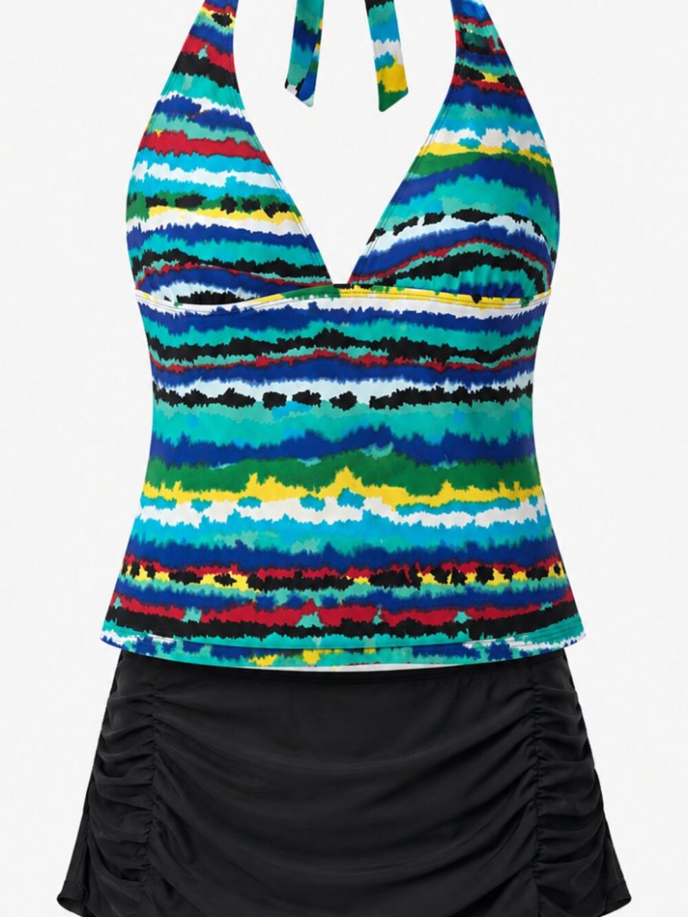 Faded Glory Multicolor Striped Halter Tankini Swim Top Women’s XL 16–18